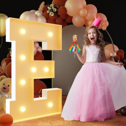Lettre E Géante à DEL de 120 cm - Panneau Lumineux en Mosaïque pour Chapiteau, Lampes pour Saint-Valentin, Anniversaire, Noël, Nouvel An