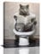 Cat Bathroom Wall Art Funny Bathroom Pictures Wall Decor Cat on Toilet Canvas Print Painting Home Bathroom Signs Decoration Artwork Framed 12X16