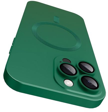 VCGFJD Magnetic for iPhone 12 Pro Case with Camera Lens Protector [Compatible with Magnetic], Matte Metallic Lustre Slim Soft TPU Bumper Shockproof Phone Case for iPhone 12 Pro 6.1 - Green