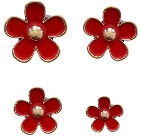 WeddHuis 4-Pcs Clips de Ventilation Daisy, Joli Clip de Sortie de Climatisation de Voiture en Forme de Fleur, Désodorisant pour Voiture, Accessoire de Décoration Intérieure pour Femmes (rouge)