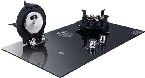 Wrobelax Stufa a gas in vetro temperato, piano cottura a gas incorporato per uso domestico, piano cottura in vetro con 2 bruciatori (dimensioni: gas naturale)