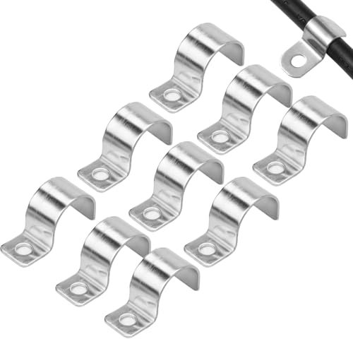 XoeLLe 20 Stück Befestigungsschelle Metall Rohrschellen, Hochleistungs Kabelschellen, Rohrschellen Rohrbefestigung Einzelloch U-Rohrschellen, Rohrschellen Edelstahl, Rohrklemme für Kabel Ø 20-21 mm