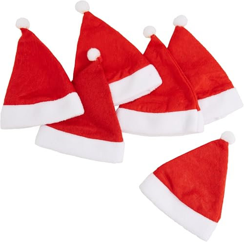 VBS Weihnachtsmützen für 8 cm Kopfdurchmesser, 6 Stück in weihnachtlichen Farben und Mustern DIY Dekoration Bastelprojekte Festlich Mützen Adventszeit