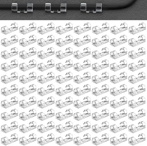 80 Pezzi Clip per Cavi, Trasparente Clip Fermacavi Cavi Autoadesivi Clip Morsetti Portacavo Fermacavi Adesivi Fermacavi Muro per Casa e Ufficio L'Organizzazione Cavo Fibra Ottica TV Laptop Mouse