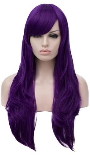 Perücke Lila Damen Lang Perücken für Daily Party Kostüm Perücken für Fasching Karneval Halloween VD130B