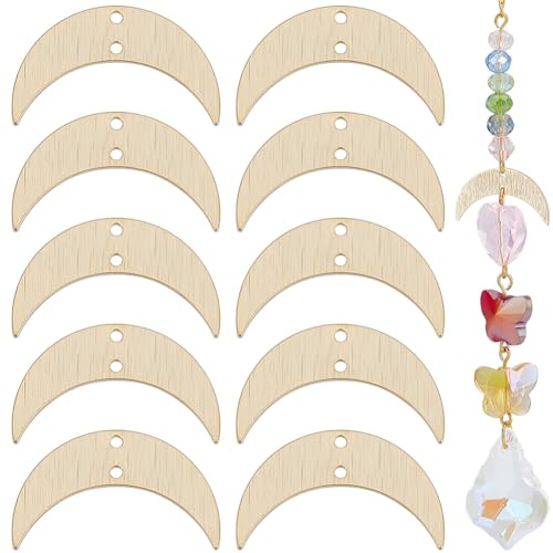 Beebeecraft 1 Box 20 Stück Mond Verbinder Anhänger 24 Karat Vergoldetes Messing Halbmond Gliederanhänger Mit 2 Löchern Für Die Schmuckherstellung Ohrringe Halsketten DIY Basteln