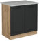 Vicco Küchenunterschrank R-Line, Küchenunterschrank für die Spüle, Anthrazit Landhaus, 80 cm AP Marmor