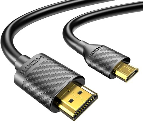 Raspberry Pi 5 4 Cable, Micro HDMI to HDMI Cable 4K 60Hz Line, Fast Data MicroHDMI Adapter Cord for Camera Canon/Nikon/Sony, GoPro Hero 7 6 5, Lenovo Yoga, Monitor, HDR Video Audio Card - Long 3m