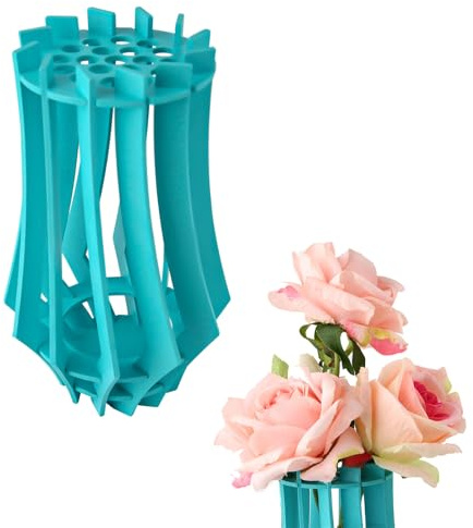 BOXOB Vase pour Fleurs, Ensemble de Construction de Bouquet en Bois Puzzle Vase à Fleurs Présentoir pour Roses Tournesol Décoration de La Maiso Cadeau pour Femmes et Adultes (Bleu)