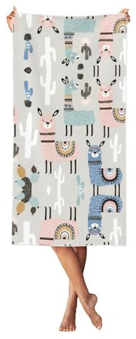 WYCZHY Lama Kaktus Badetuch, schnell trocknend, sehr saugfähig, für Bad und Fitness