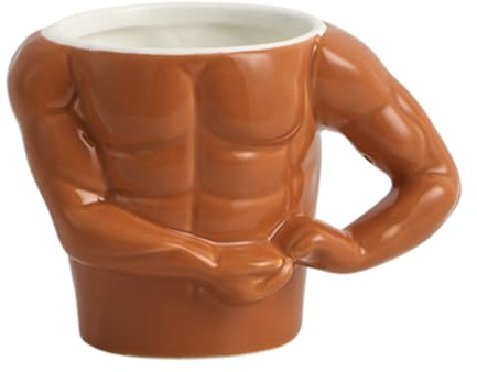 ASIAD Lustige Becher Novel Tassen Kaffeebecher Kaffee Tasse Geschenk Männer Kreative Persönlichkeit Lustiges Macho Muskeldesign Sehr Gut Geeignet Als Geschenk, Keramisch, 350ml,Gelb