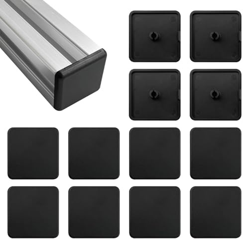 Endkappen 40x40mm für Aluminium Profil - Kunststoff Aluprofil Abdeckkappen, Schwarz Aluminium Profil Abdeckkappe, Alu Profile Zubehör Vierkantrohr Schutzkappen, Ideal für BAU- und Industrie, 12 Stück