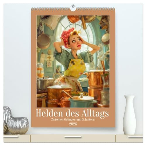 Helden des Alltags - Zwischen Gelingen und Scheitern (hochwertiger Premium Wandkalender 2026 DIN A2 hoch), Kunstdruck in Hochglanz: Humorvolle Cartoons (CALVENDO Spass)
