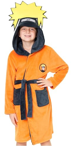NARUTO Shippuden Bademantel Kinder & Teenager, 7-15 Jahre, Fleece Morgenmantel, Warm & Flauschig, Geschenke für Jungs