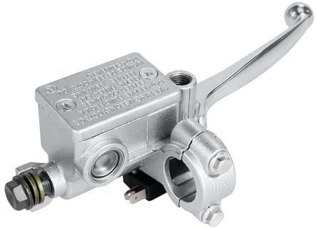 LCQSYE Pompa freno anteriore per moto, cilindro principale idraulico, leva freno destra per moto da cross, pit bike, ATV, quad, ciclomotore, scooter(Silver)