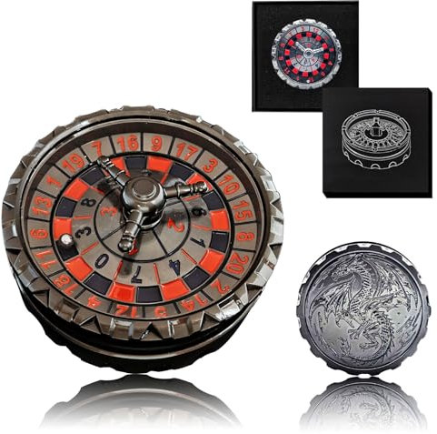 G21 Roulette Spinner for DND Dice Set, 3 in 1 Dragon Metal D&D Dice with Gift Case for Dungeons and Dragon Game, RPG Role Playing Table Game Gifts (Black-red)