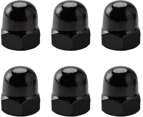 YYIGVMO 6 Piezas M12 Tuercas de Bellota de Negro Acero Inoxidable 304, Bellota Hexagonal Tapa Tuercas, para Fijar Neumáticos y Ejes