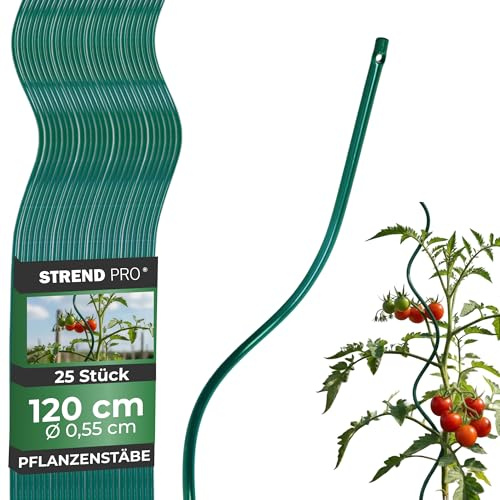 STREND PRO Pflanzstäbe 120 cm - 25 STK. | Ø 5,5 mm Verzinkter Stahl | Spiralstab, Pflanzstab Set Rankhilfe für Kletterpflanzen & Gemüse | Rankstab Metall | Spiral Pflanzenstütze