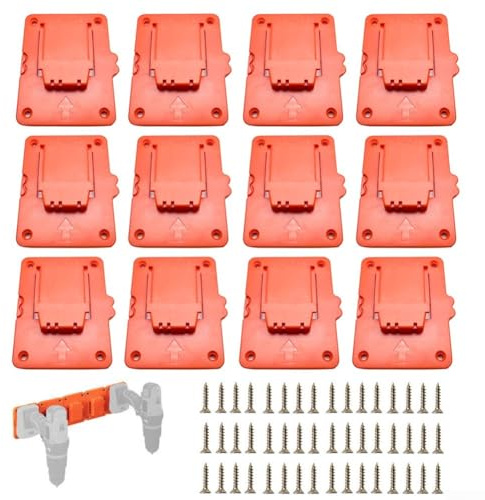 Support de rangement de batterie pour outils Li-ion 20 V maximum, support mural compatible avec Black et Decker, organiseur peu encombrant pour garage, atelier, support en plastique jaune (12 pièces)