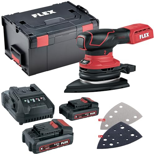 FLEX Akku-Deltaschleifer ODE 2-100 18-EC + Akku Set P-Set 22 Q + Schleifpapier-Set (18 V, mit Drehzahlregelung, Schutzauflage, Staubsack) 535127