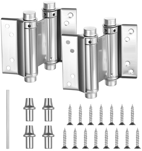 2 Stück Pendeltürscharnier, 120mm Schwingtür Scharnier, Saloontür Scharnier Edelstahl Scharniere Schwerlast, Lamellentür Türscharnier Metall Federscharnier für Pendeltürband Saloontür Holztüren