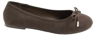 Yours - Brown Faux Suede Ballerina Pump in Wide E Fit & Extra Wide Eee Fit - Women's