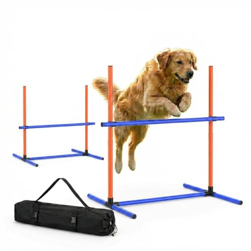 mioule Agility-Trainingsset für Hunde, Hindernisset mit Slalomstangen, Hundesport-Ausrüstung, für Große und Kleine Hunde (2Set)