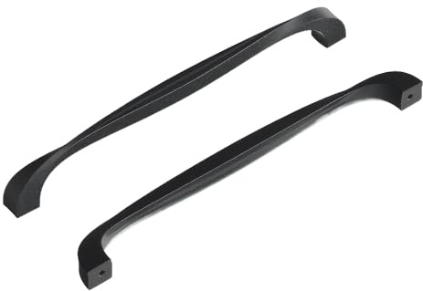 Hickory Hardware 1 Pack Solid Core Kitchen Cabinet Pulls, Luxury Cabinet Handles, Hardware for Doors & Dresser Drawers, 8-13/16 Inch (224mm) Hole Center, Black Iron, Twist Collection