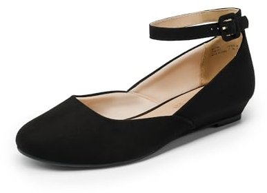 DREAM PAIRS Women's Ankle Strap Ballet Flats | Sparkly rhinestone ballet flats — soft suede, round-toe cuteness, all-day comfort for wedding, work