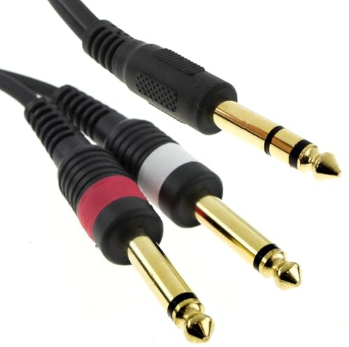 kenable 6,35 mm Stereo Klinkenstecker Zum 2x 6,35 mm Mono Groß Klinke Abgeschirmtes Kabel 3 m [3 Meter/3m]