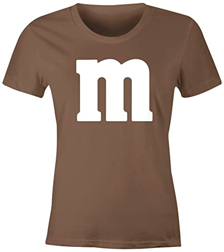 MoonWorks® Damen T-Shirt Gruppen-Kostüm M Aufdruck Kostüm Fasching Karneval Verkleidung Chocolate S