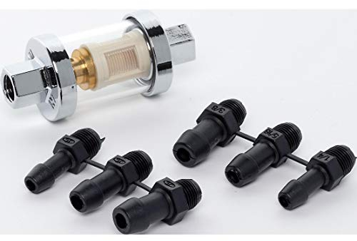 Hashiru Benzinfilter Metall/Glas für 6/7/9mm Schläuche - 29x66mm - Universell Einsetzbar schwarz