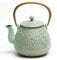 Tea Kettle, Toptier Japanese Cast Iron Teapot with Stainless Steel Tea Infuser, Durable Cast Iron Kettle Set, Retro Design Tea Kettle Coated with Full Enameled Interior (40 oz / 1200 ml, Light Green)