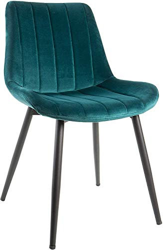 Stuhl aus Samt mit schwarzen Metallbeinen 51,5 x 58 x 82 cm Petrol
