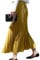 Damen Mädchen Plisseerock in Maxilänge Plissee-Maxirock Elastische Chiffon Langer Faltenrock Elastischer Bund für Frühling Sommer Herbst - 90cm Einfarbig Ingwer Gelb