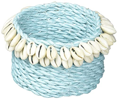 CALATHEA HOME Korb Seegras und Muscheln, Naturfasern, Hellblau, Nur