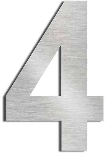 CABLEPELADO - Numero 4 de Metal adhesivo | Acero Inoxidable | Uso en Exterior e Interior | Apto para Paredes, Fachadas, Portales o Puertas | 7.5 cm de altura