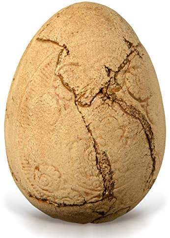 PLATINUX Steingut Dekoei Braun Handgemacht 11,5x16,5cm Gartendeko Keramik-Ei Gartenfigur Handmade Dekofigur Steinoptik