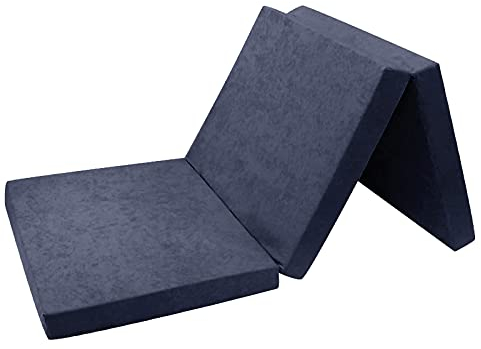 FORTISLINE - Klappmatratze 195x60x9cm - 3-teilige Faltmatratze - H2 Gästematratze - Camping Faltbare - Kamping Bett - Waschbar Bezug - Erwachsene Klappbar - Reisematratze - Schaumstoff Matratze