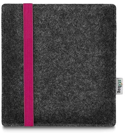 stilbag e-Reader Tasche Leon für Tolino Vision 6 | Wollfilz Schutzhülle Made in Germany (Anthrazit - Pink)