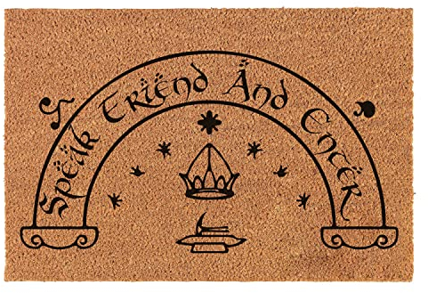 Lustige Kokosfaser-Fußmatte, Aufschrift Speak Friend and Enter, Türmatte für den Eingangsbereich, personalisierte Teppiche mit robuster PVC-Unterseite, rutschfest, Kokosfaser, 60x40 cm