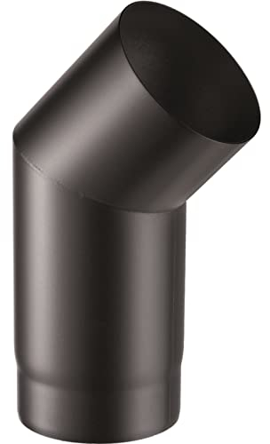 La zappa Curva a gomito per canna fumaria stufa a legna in acciaio nero da 2 mm (45°, Ø120 mm)