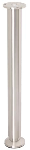 WAGNER Möbelbein/Möbelfuß/Verstellfuß - Design - Ø 40/60 x 400-420 mm, justierbar, Edelstahl-Optik Nickel, matt, inkl. Anschraubplatte Durchmesser Ø 60 mm - 12038401