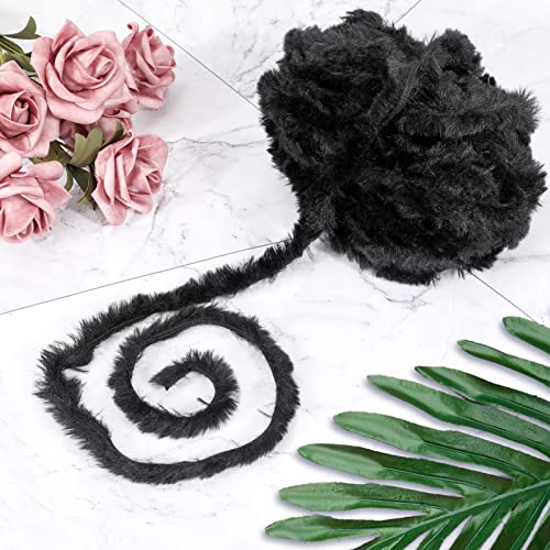 2x50G Schwarz Kunstfell-Garn Handstrickgarne, Plüschgarn Häkelgarn Wolle Zum Häkeln, Handstrickgarn Baumwollgarn für Häkeln und Kunsthandwerk Pflegeleichte hochwertiges Schnellstrickgarn