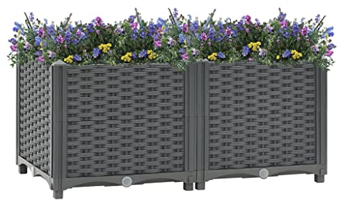 Hochbeet Pflanzkübel, Hochbeet Hochbeet 80x40x38 cm Polypropylen Tiefem Breitem Design Pflanzbeet für Garten Terrasse Balkon