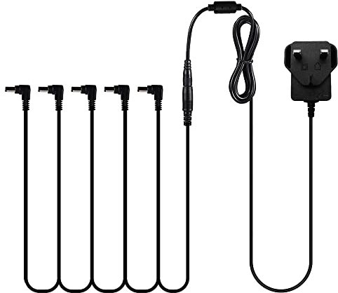 9V 1.5A Power Supply, Guitar Effects Pedal Adapter Power Supply Cord with Cable 5 Way Daisy Chain Cord, Center Negative, Extended Length Cable
