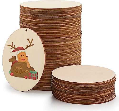 LALAGO 50 Stk.Holzscheiben, 10CM Holzplatten Holzscheiben zum Basteln,2,5mm Dick Holz Etiketten zum Beschriften,Holz Anhänger Geschenkanhänger für DIY Handwerk Hochzeit Deko