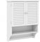 COSTWAY Bathroom Wall Cabinet, Wooden Storage Cupboard with 2 Doors, 3-Position Adjustable Shelf & Towel Bar, Wall Mounted Medicine Cabinet Unit for Kitchen, Living Room and Hallway (White)