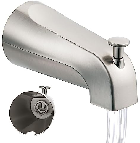 Thread on 5.25 Inch Bathroom Tub Spout with Diverter, Brushed Nickel