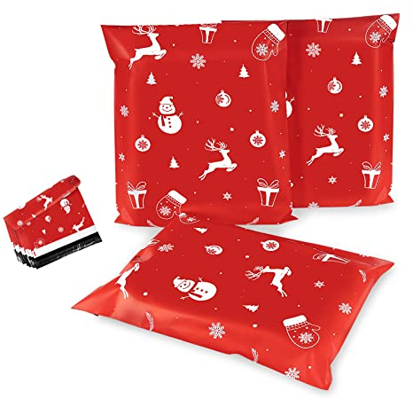 60 Stück Weihnachts-Poly-Versandtaschen, 30,5 x 40,6 cm, Versandtaschen für Kleidung, Winterurlaub, Poly-Versandtaschen für kleine Unternehmen, Versandumschläge, reißfeste Verpackungsbeutel